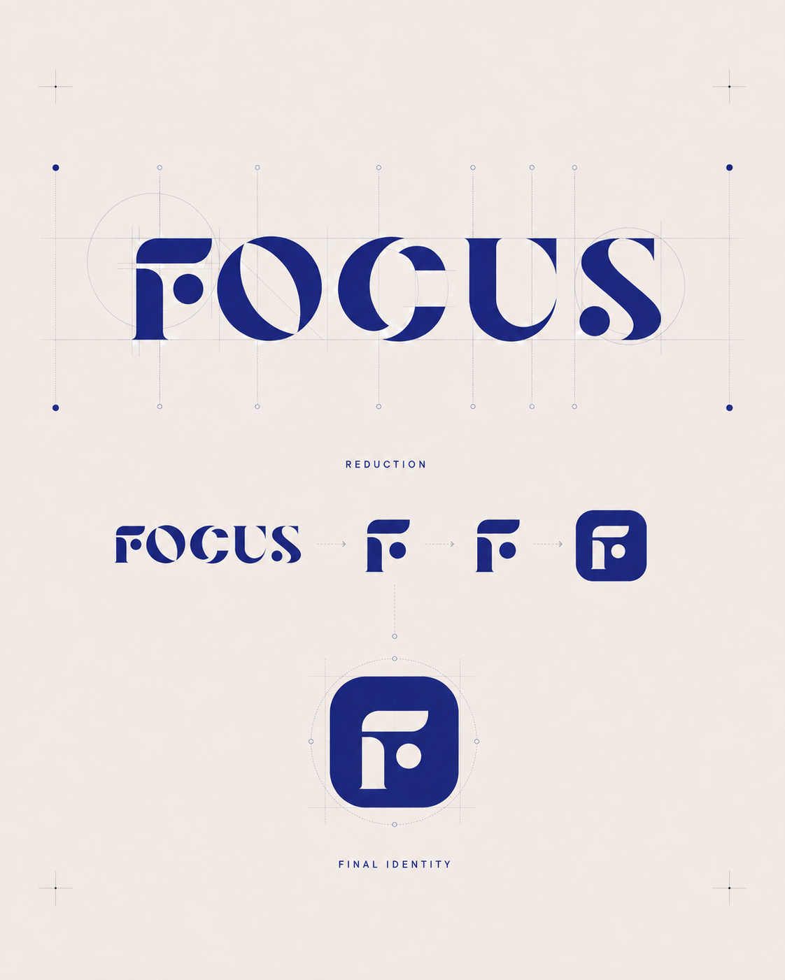 Final FOCUS wordmark and app icon identity system